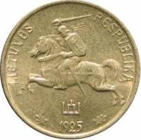 () Монета Литва 1925 год 1  ""   Бронза  UNC